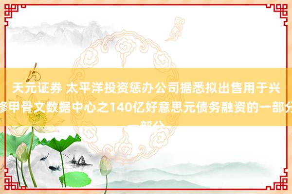 天元证券 太平洋投资惩办公司据悉拟出售用于兴修甲骨文数据中心之140亿好意思元债务融资的一部分