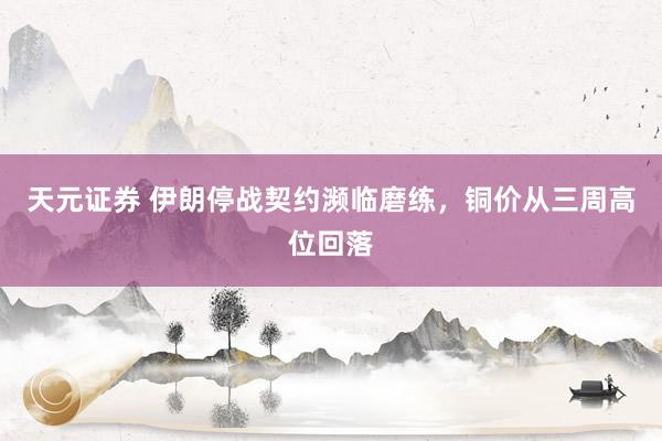 天元证券 伊朗停战契约濒临磨练，铜价从三周高位回落