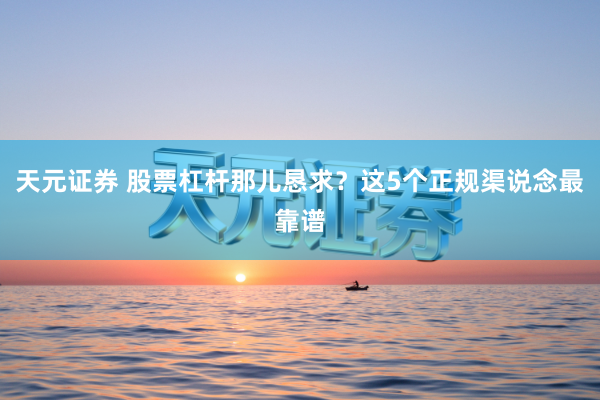 天元证券 股票杠杆那儿恳求?这5个正规渠说念最靠谱