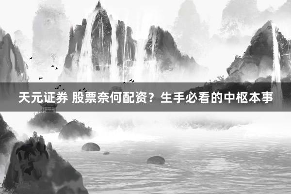 天元证券 股票奈何配资？生手必看的中枢本事